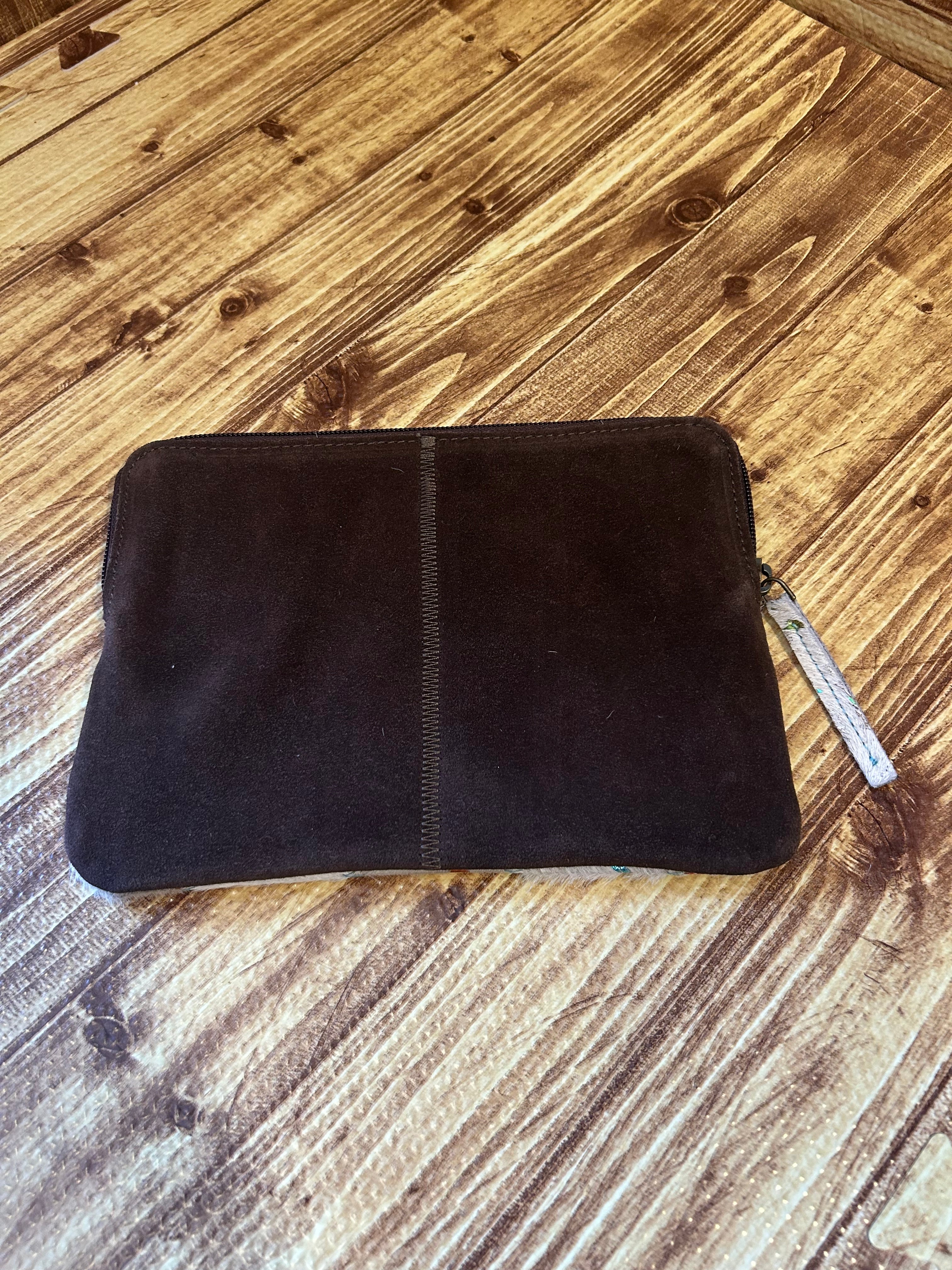 Boho Ranch Cowhide Accessory Pouch-Rainbow