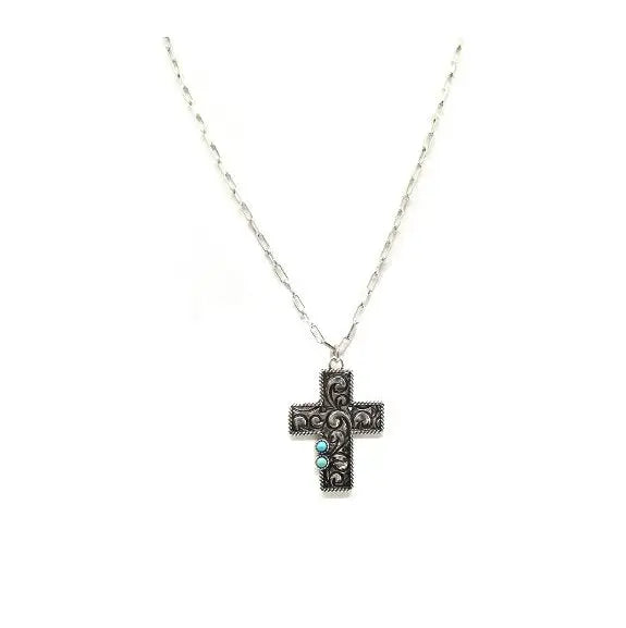 Western Etched Cross Necklace