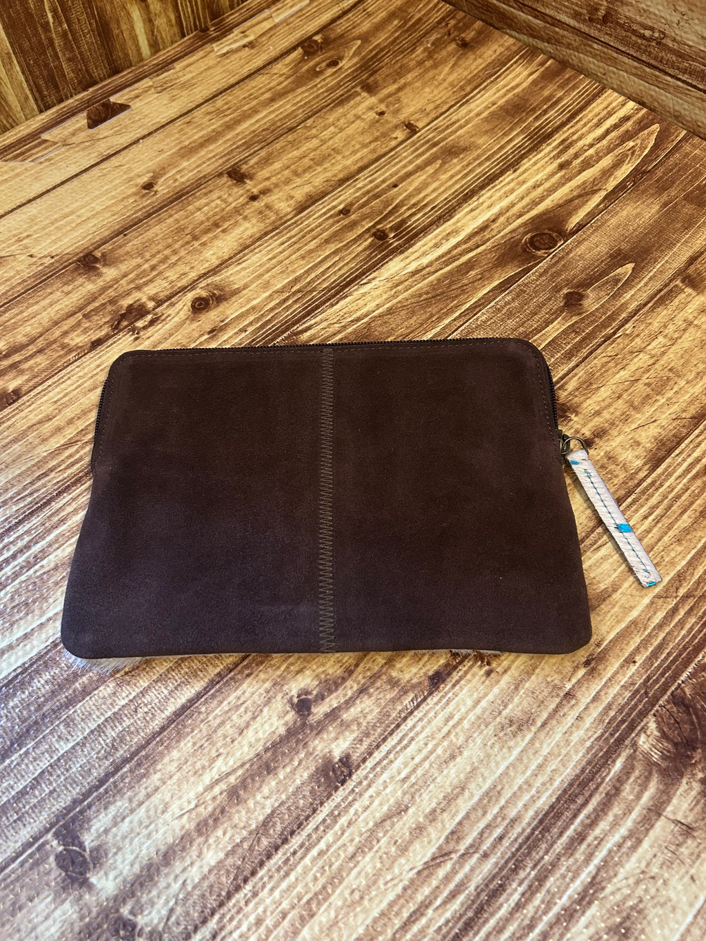 Boho Ranch Cowhide Accessory Pouch-Turquoise