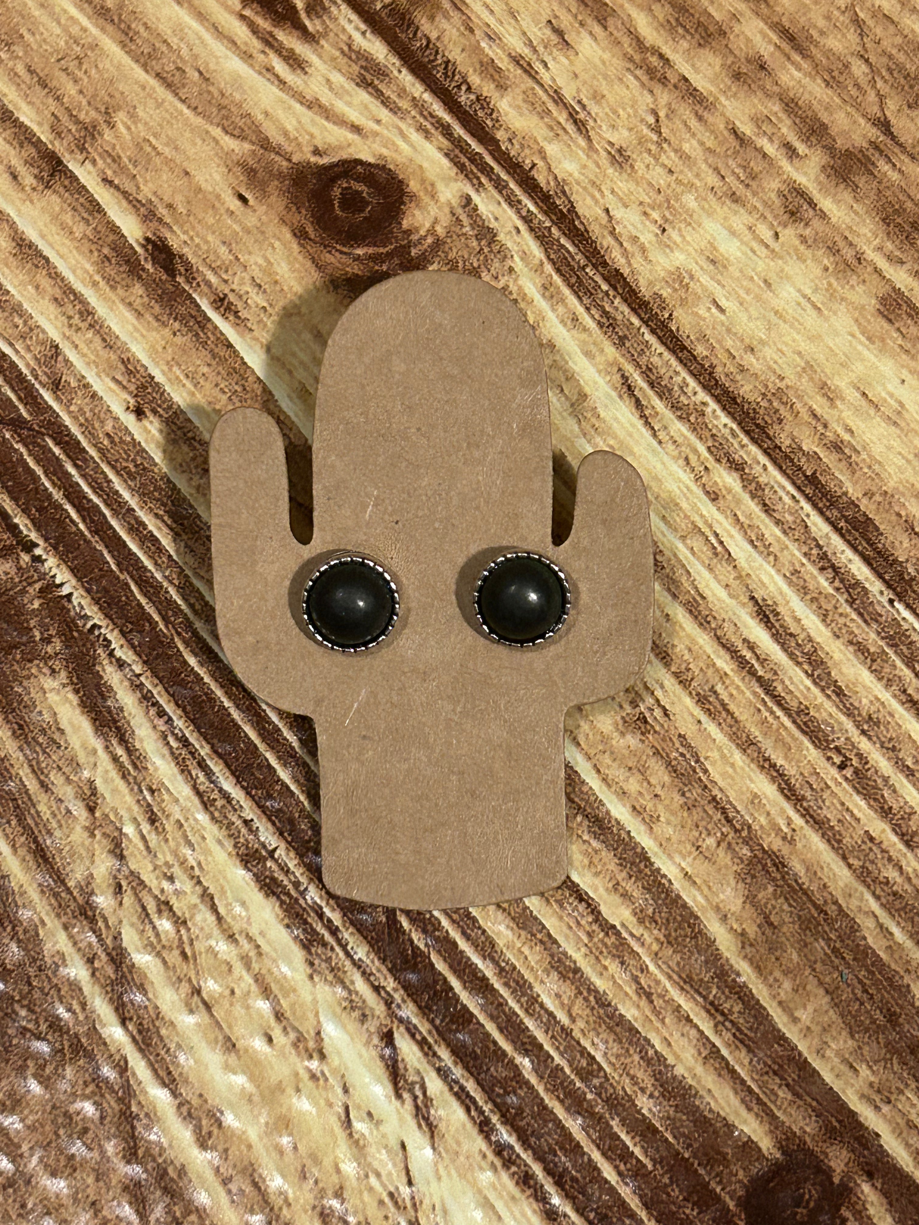 Black Round Earrings