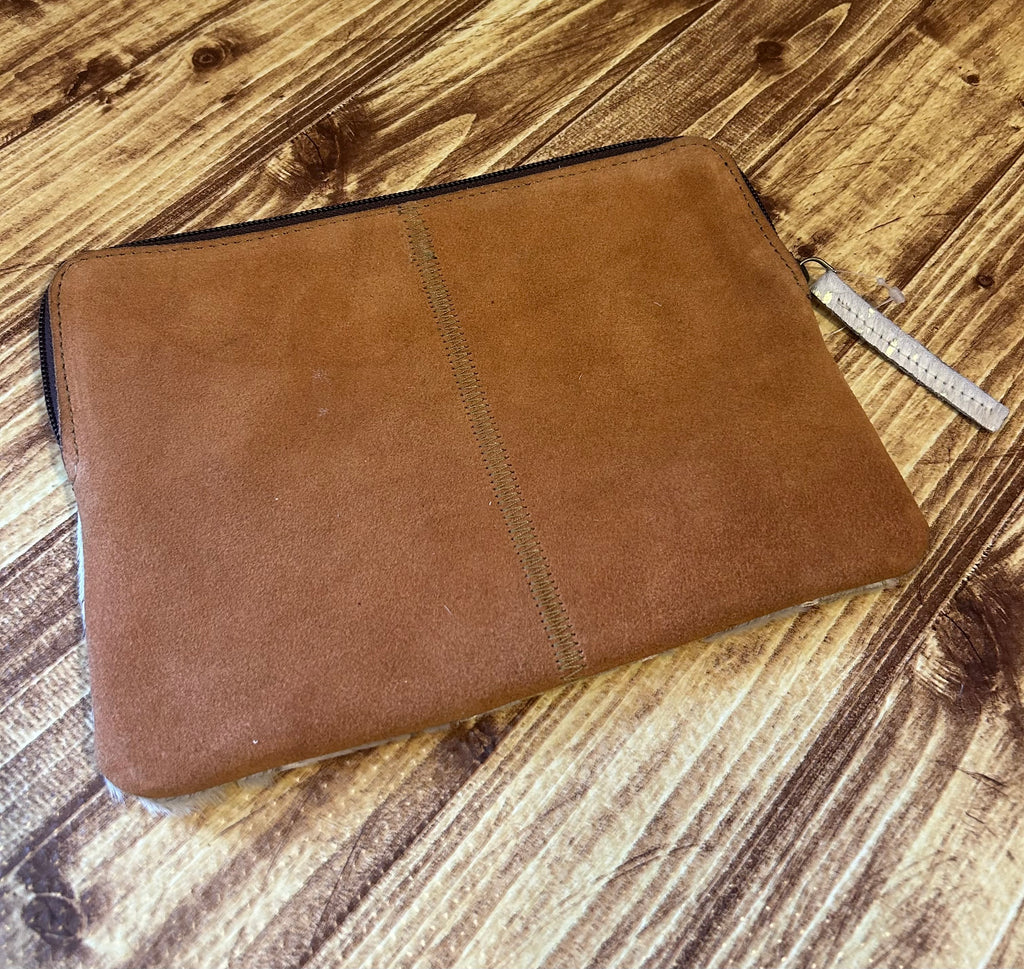 Boho Ranch Cowhide Accessory Bag Pouch-Gold