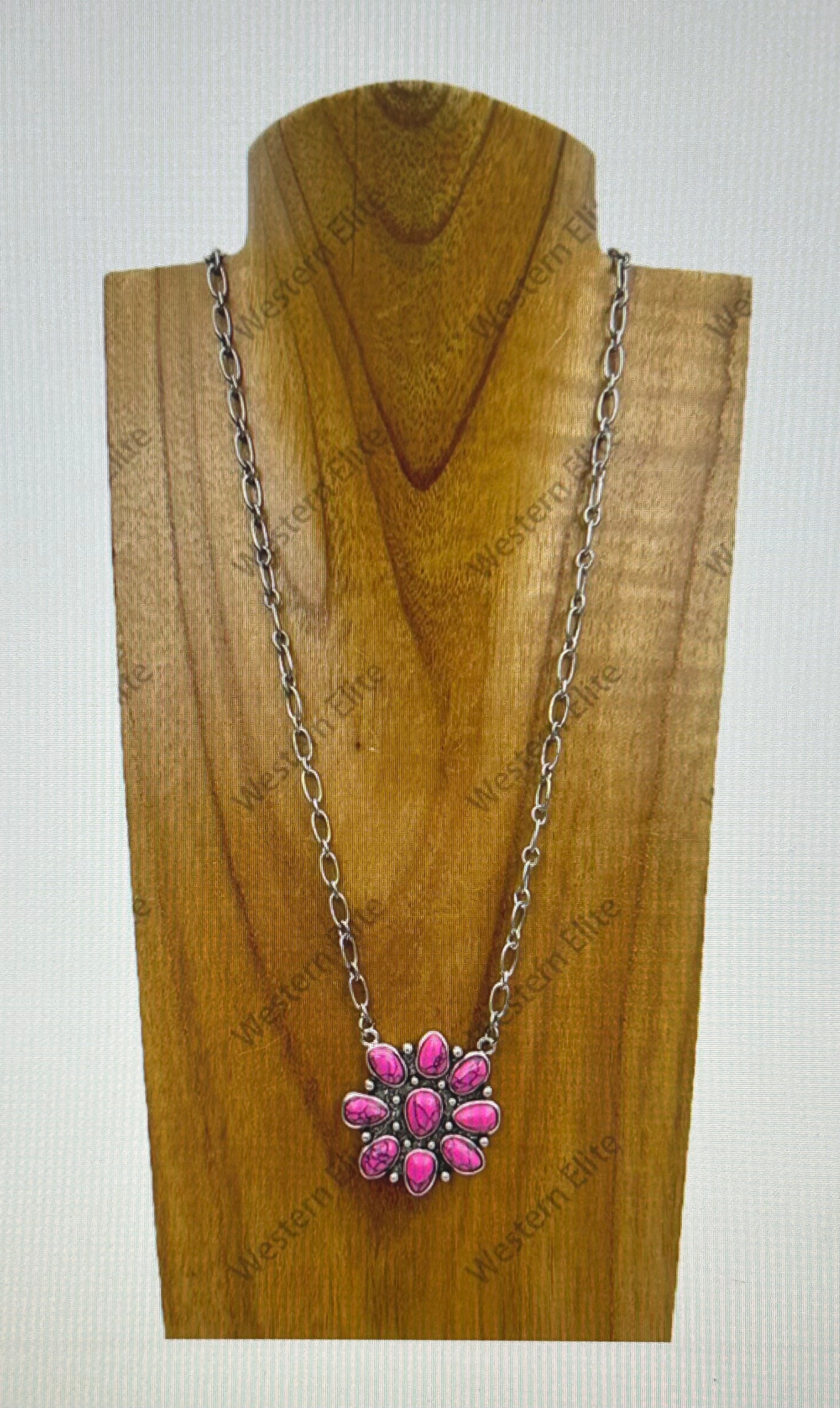 Hot Pink Flower Necklace