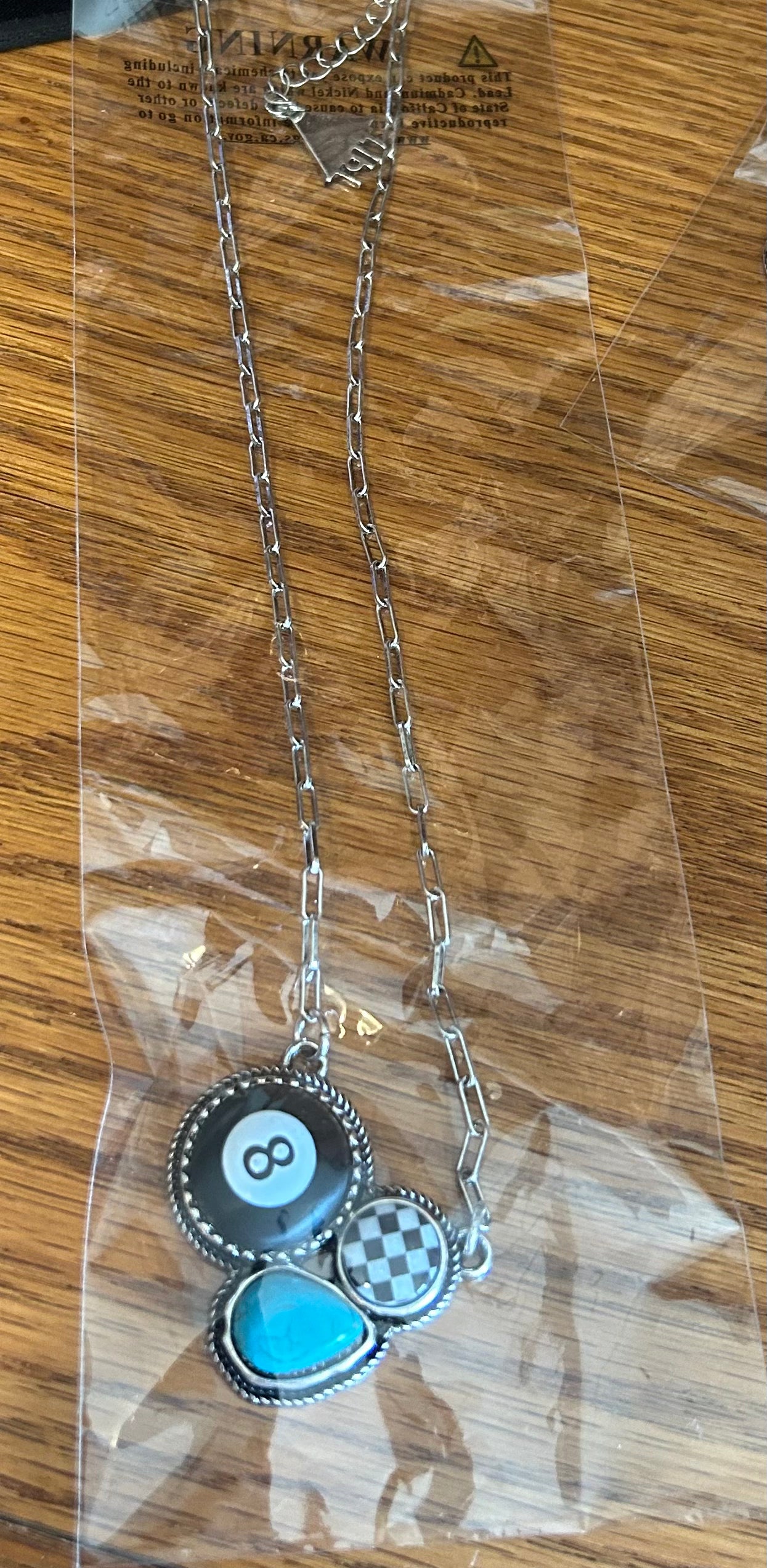 8 Ball Checkered Turquoise Necklace