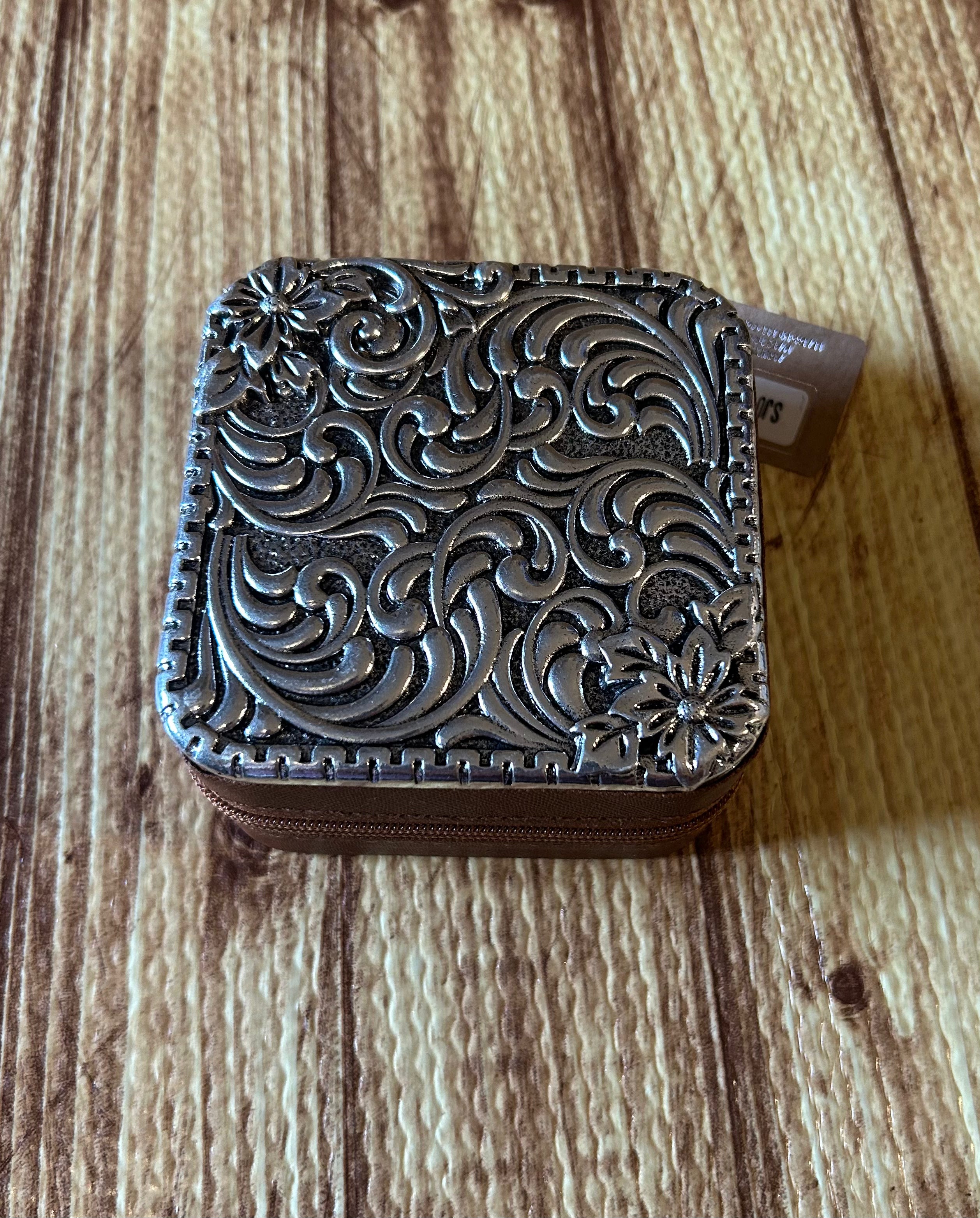 Snowing West: Western Etched Metal Plate Jewelry Box