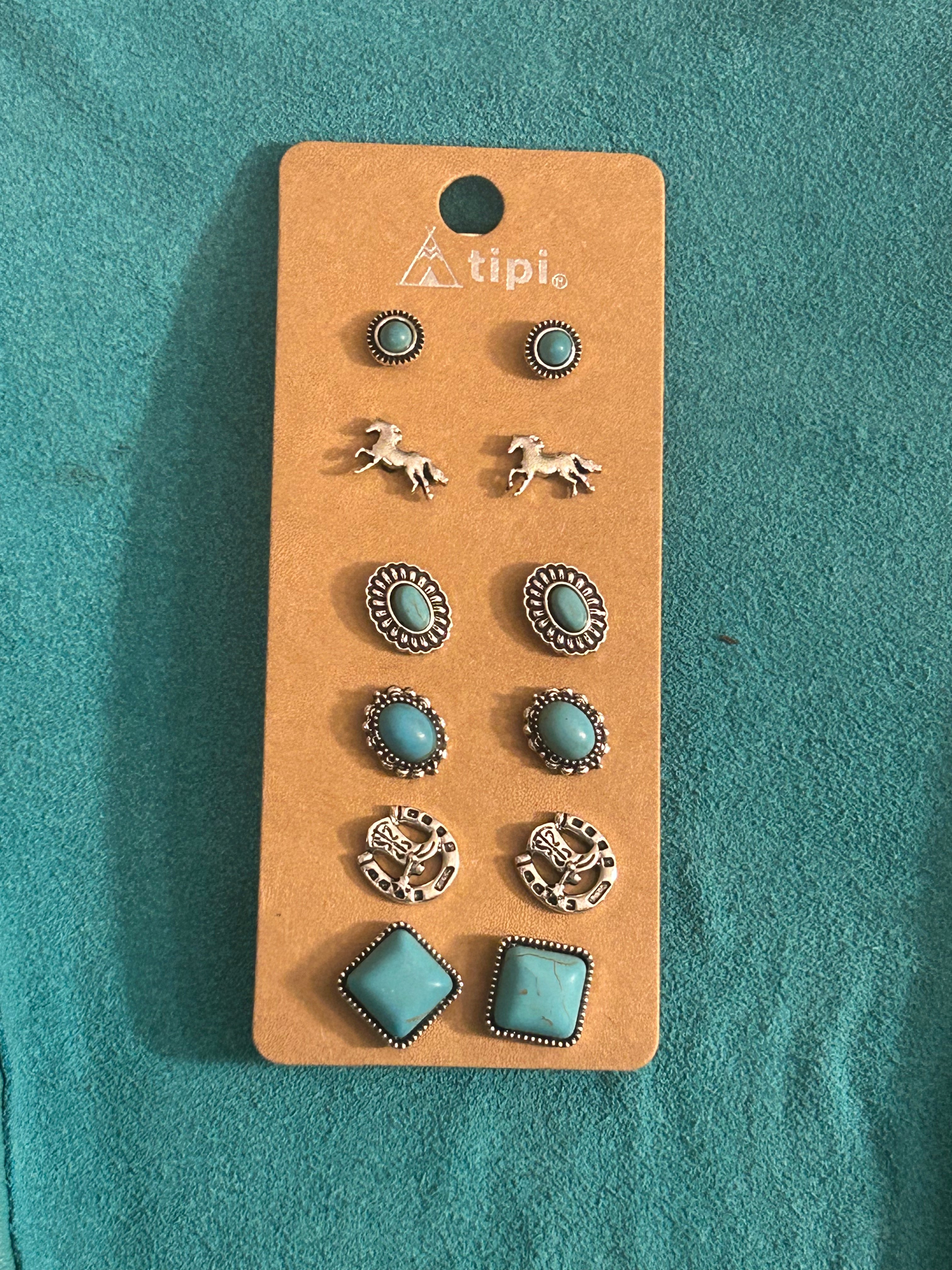 Western 6 Pair Dainty Post Earring Set
