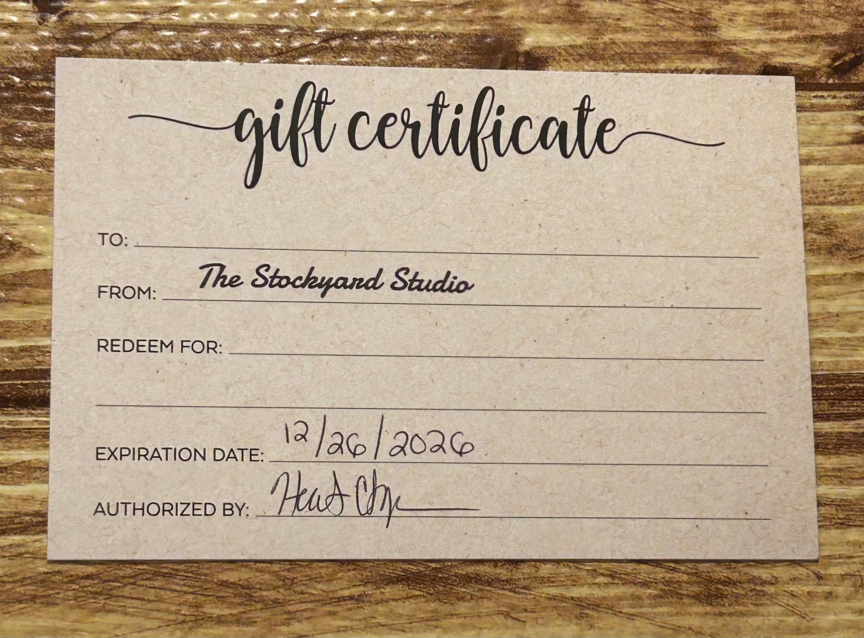 The Stockyard Studio Gift Card
